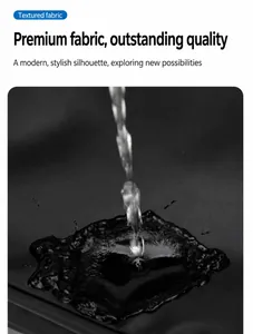 Macro shot showing water splashing on water-resistant black fabric of the laptop backpack