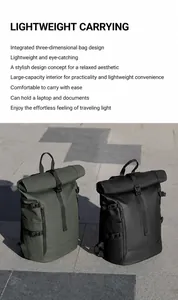 Zaini da viaggio d'affari impermeabili con chiusura a rullo in verde e nero con fibbie