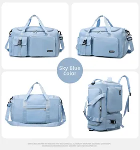 Sac de voyage bleu ciel avec sangles polyvalentes pour sport et week-end