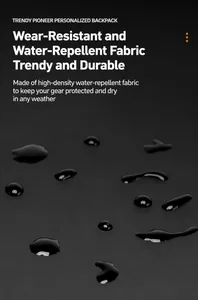 Détail macro du tissu noir haute densité résistant à l'eau avec des gouttes hydrophobes