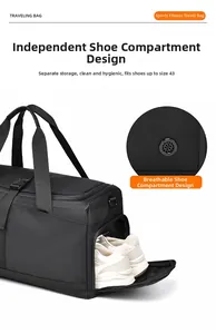 Dettaglio borsa da viaggio con scomparto scarpe traspirante per taglie fino alla 43