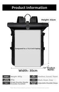 Tabella delle taglie dello zaino da viaggio con dimensioni 45x30x18cm e confronto laptop