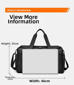 Borsa da viaggio nera impermeabile 46x25x22cm mostrata con laptop per confronto