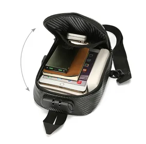 Internal view of a chest bag with combination lock showing large capacity storage space
