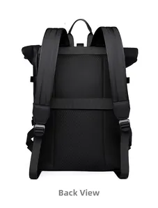Vue détaillée du dos du sac à dos business avec rembourrage en maille et sangle trolley