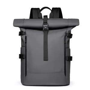 Zaino Roll Top Uomo Grande Capacità Impermeabile Nylon Business Viaggio Borsa Outdoor Urbano Commute Zaino PC Portatile Tempo Libero