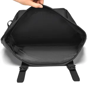 Waterproof black workwear backpack interior with large capacity and functional pockets