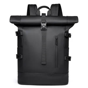 Sac à Dos Ordinateur Imperméable en Oxford Roll Top Grande Capacité Homme Business Voyage Commuter Design Minimaliste