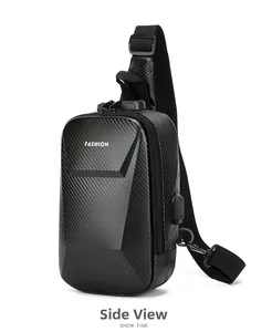 Zwarte hardshell borsttas met anti-diefstal cijferslot en USB-oplaadaansluiting