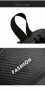 Macro-detail van koolstofvezeltextuur, nylon handvat en veilige ritssluiting