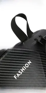 Detail of chest bag featuring anti-theft combination lock and nylon woven handle