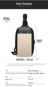 Borsa monospalla rigida uomo dimensioni 29x19x9cm per iPad 7.9 pollici vista dettagli