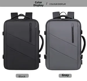 Vue duo de sacs à dos business étanches noir et gris avec ports de chargement USB