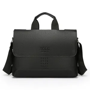 Borsa professionale in pelle nera con manico superiore e tracolla regolabile