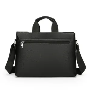 Klassische schwarze Herren-Business-Aktentasche mit hochwertiger litchi-Korn-Struktur
