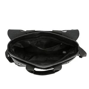 Borsa a tracolla business in pelle PU nera con tasche interne e tracolla regolabile