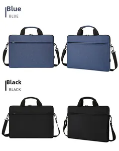 Detail of 17 inch thin laptop bag with reinforced handles and detachable shoulder strap