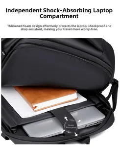 Détail du compartiment rembourré antichoc pour ordinateur dans un sac à dos business