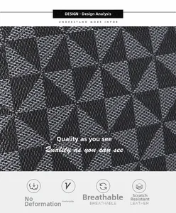 Détail macro du motif géométrique sur cuir grainé durable et résistant aux rayures