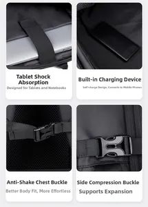 Sac à dos professionnel avec protection pour ordinateur, port USB et sangles de compression