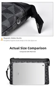 Détail de la boucle magnétique latérale et comparaison de taille avec iPad mini