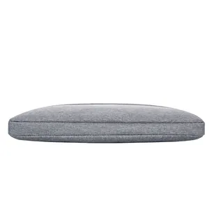 Slim grey fabric laptop sleeve case side view showing minimalist texture and stitching