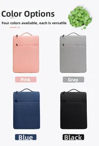 Selection of laptop sleeves in pink, grey, blue, and black with durable handles