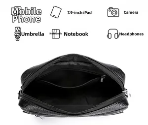 Detailansicht des Innenfachs für 7,9-Zoll-iPad und Alltagsgegenstände in der PU-Ledertasche