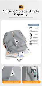 Detailed interior view of grey waterproof backpack showing large capacity for laptop