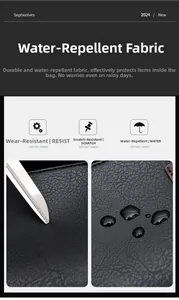 Detail of durable black oxford fabric featuring wear-resistant and waterproof properties