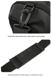 Detail of high-strength detachable hook and widened non-slip shoulder pad for travel bag