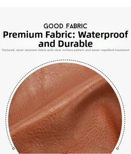 Detailed view of caramel brown lychee grain faux leather with waterproof coating