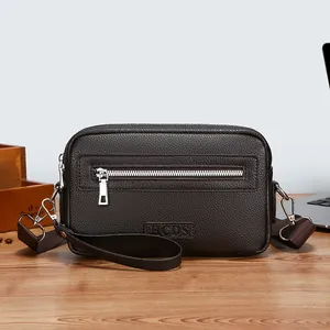 Heren Crossbodytas van PU Leer Grote Capaciteit Messenger Bag Voor Zakelijk Reizen Casual Handtas Met Rits