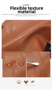 Close-up of waterproof cowhide leather texture showing soft and wear-resistant material