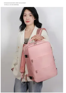 Zaino da viaggio rosa in nylon resistente con maniglia imbottita per viaggi di lavoro