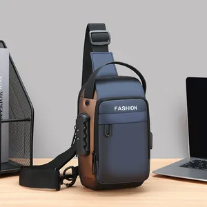 Waterproof motorcycle chest bag with anti-theft combination lock and USB charging port