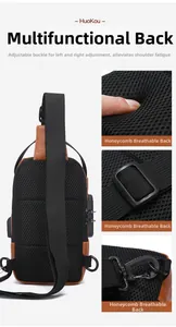 Detail of breathable honeycomb mesh back and adjustable shoulder strap buckle on chest bag