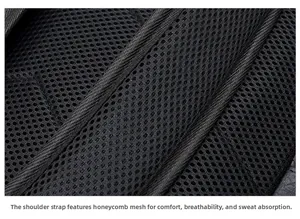 Breathable honeycomb mesh shoulder straps on vintage faux leather backpack for comfort