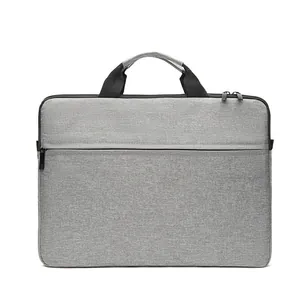 Thickened large capacity business laptop briefcase in light grey durable fabric