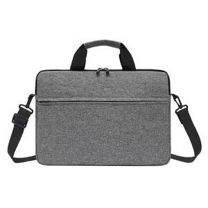 Borsa porta PC grigia con manici neri e tracolla regolabile per laptop