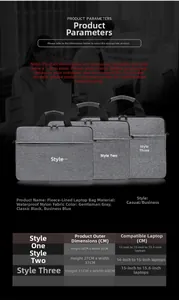 Size chart for waterproof laptop bags showing dimensions for 13 to 15.6 inch computers