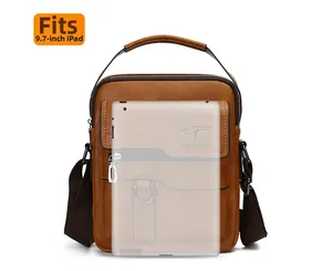 Borsa a tracolla in pelle marrone con manico e spazio per un iPad da 9,7 pollici