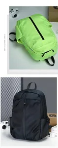 Waterproof nylon backpack in neon green and black with vertical zipper detail