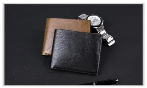 Classic black and brown leather bifold wallets for men with business accessories