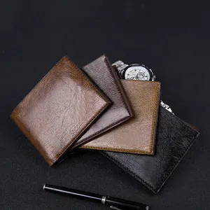 Business bifold wallet for men in brown and black leather colors with organized card slots