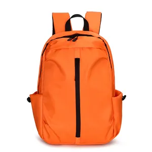 Bright orange waterproof nylon backpack with large capacity for travel and business