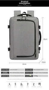 Detail view of water-resistant laptop backpack showing side compression straps and handles