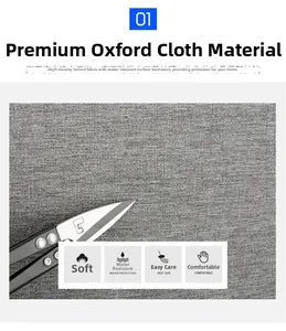 Close-up of grey waterproof Oxford cloth fabric showing high-density woven texture