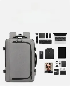 Detail view of the spacious laptop backpack interior holding multiple digital devices