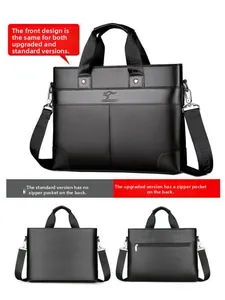Detalle que compara maletines de negocios para hombre con bolsillo trasero con cremallera
